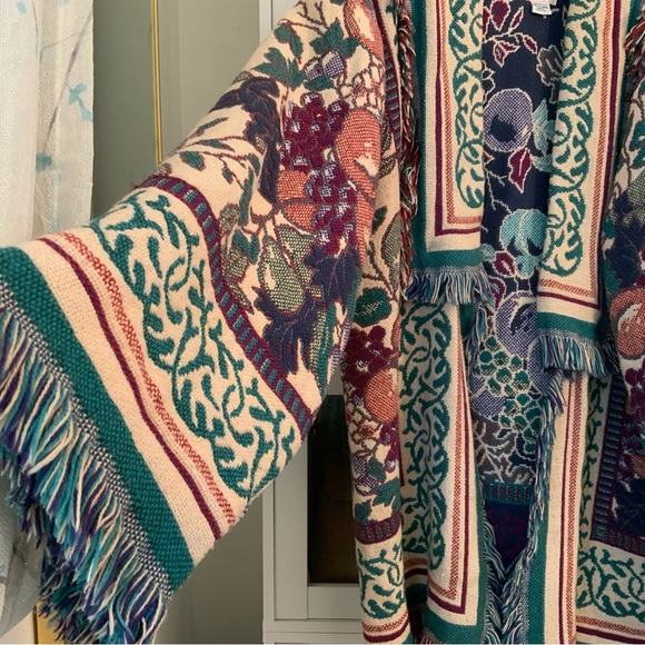 Lady Hawke Blanket Coat Tapestry Cardigan  Western Cottage -Core Boho Gypsy - Picture 5 of 13